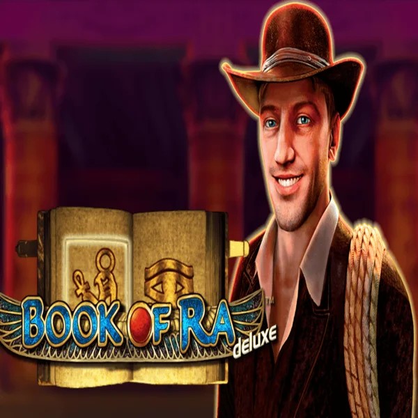 Book of Ra Deluxe slot visual from Novomatic available on rainbetcasino.online
