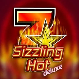 Sizzling Hot Deluxe online game logo by Novomatic on rainbetcasino.online